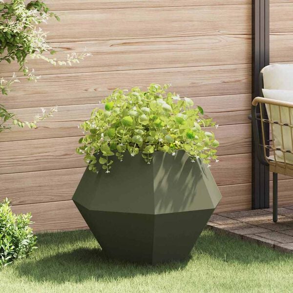 vidaXL Jardinera Verde Oliva 75 x 75 x 60 cm Acero