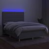 vidaXL Cama box spring colch&oacute;n y luces LED tela gris claro 140x190 cm