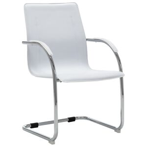 vidaXL Silla de oficina voladiza de cuero sint&eacute;tico blanco