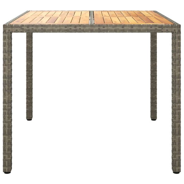 vidaXL Mesa de jardín ratán PE madera acacia maciza gris 90x90x75 cm