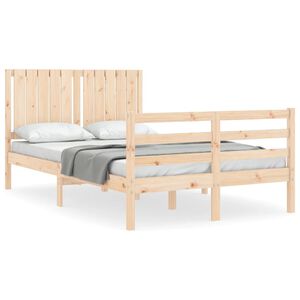 vidaXL Estructura de cama de matrimonio con cabecero madera maciza