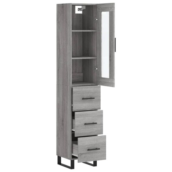 vidaXL Aparador alto madera contrachapada gris Sonoma 34,5x34x180 cm