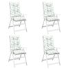 vidaXL Coj&iacute;n silla de jard&iacute;n respaldo alto 4 uds tela hojas 120x50x7cm