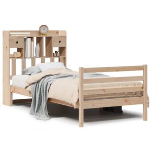 vidaXL Cama con estanter&iacute;a sin colch&oacute;n madera maciza de pino 90x190 cm