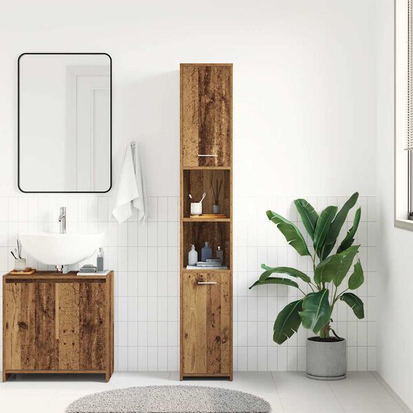 vidaXL Armario de ba&ntilde;o madera de ingenier&iacute;a envejecida 30x30x183,5 cm