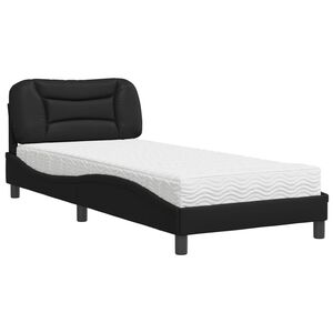 vidaXL Cama con colch&oacute;n Hvar cuero sint&eacute;tico negro 80x200 cm