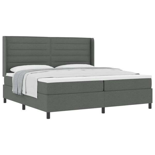 vidaXL Cama tipo Box Spring con colch&oacute;n Gris oscuro 200 x 200 cm tela