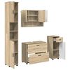 vidaXL Juego de muebles de ba&ntilde;o con caj&oacute;n 4 pcs Roble Sonoma