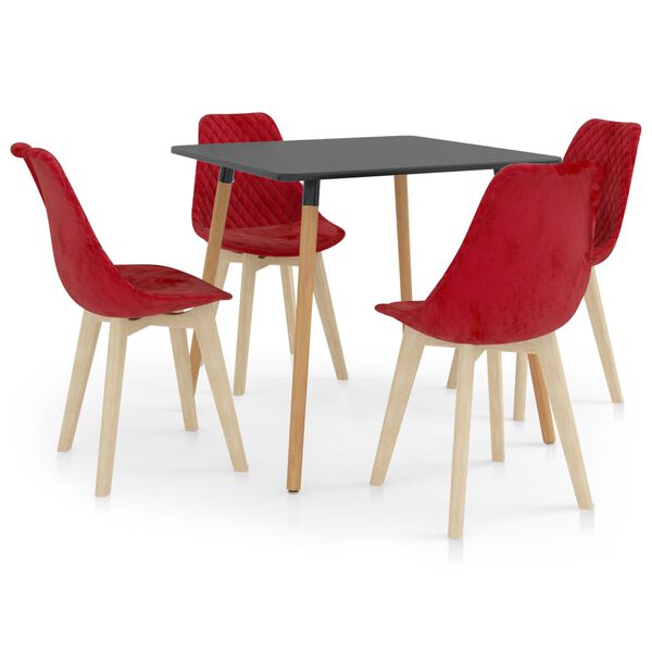 vidaXL Juego de comedor 5 piezas rojo