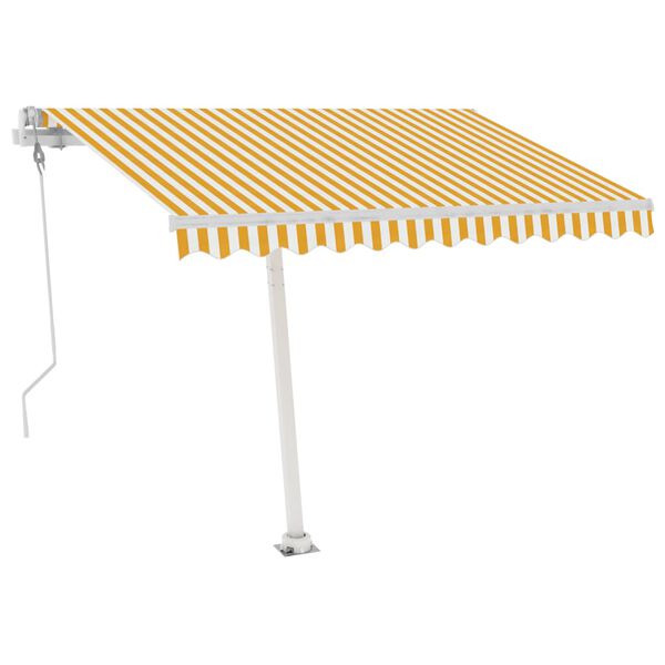 vidaXL Toldo de pie automático amarillo y blanco 350x250 cm