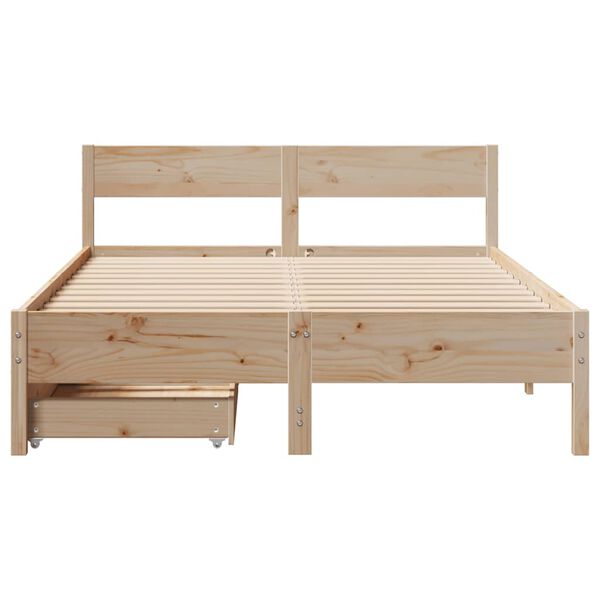 vidaXL Estructura de cama sin colch&oacute;n madera maciza de pino 135x190 cm