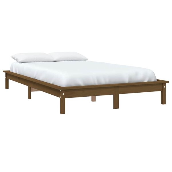 vidaXL Estructura de cama madera maciza pino marr&oacute;n miel 140x190 cm