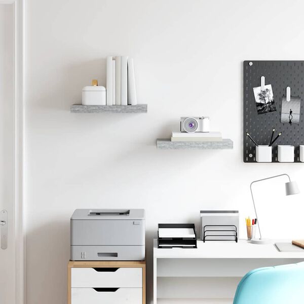 vidaXL Estantes flotantes de pared 2 uds MDF gris hormig&oacute;n 40x23x3,8cm
