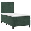 vidaXL Cama box spring colchón y LED terciopelo verde oscuro 90x200 cm