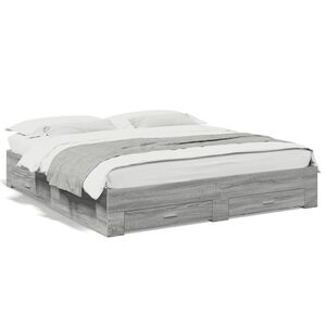 vidaXL Cama con cajones madera ingenier&iacute;a gris Sonoma 200x200 cm