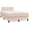 vidaXL Cama box spring colch&oacute;n LED cuero sint&eacute;tico capuchino 120x190cm