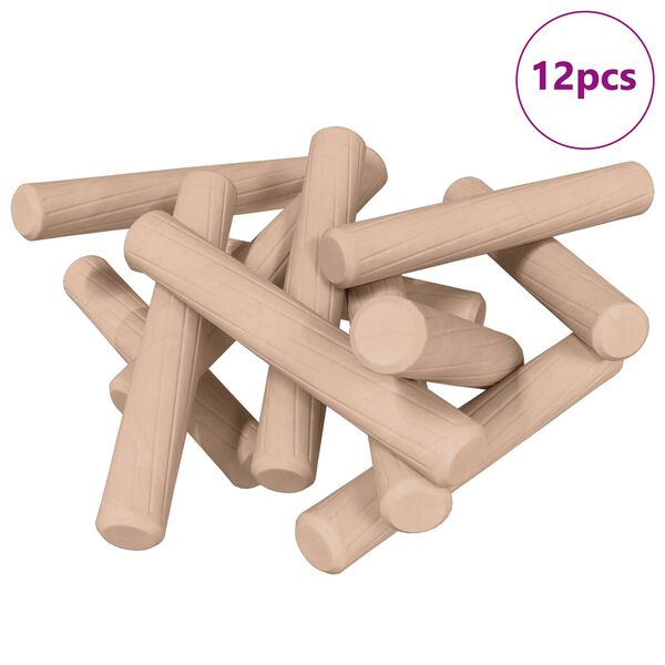 vidaXL Dowel de madera 12 pcs Marr&oacute;n &Oslash;6 x 40 mm Madera maciza