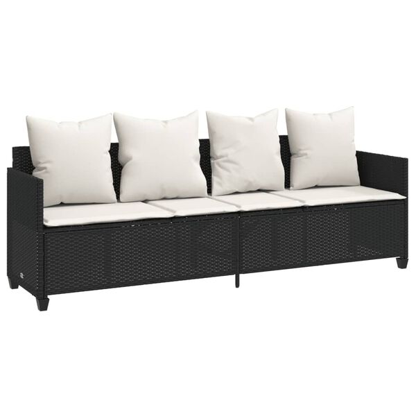 vidaXL Set de muebles de jard&iacute;n 5 pzas y cojines rat&aacute;n sint&eacute;tico negro