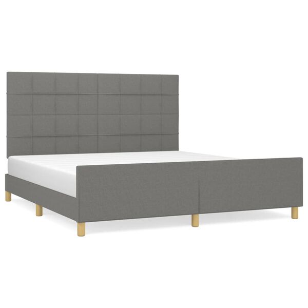 vidaXL Cama sin colch&oacute;n de tela gris oscuro 160x200 cm