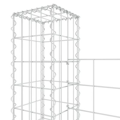 vidaXL Cesta de gaviones forma de U 7 postes de hierro 740x20x150 cm