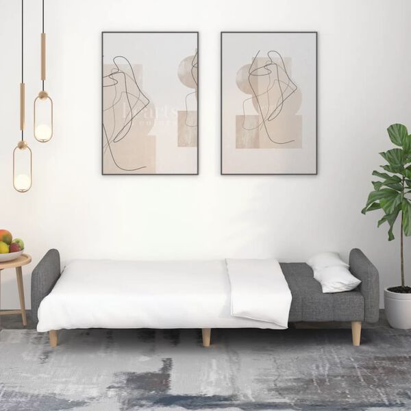 vidaXL Sof&aacute; cama de 2 plazas tela gris claro