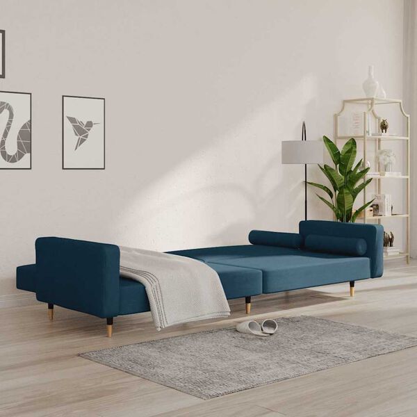 vidaXL Sof&aacute; cama de 2 plazas con dos almohadas terciopelo amarillo
