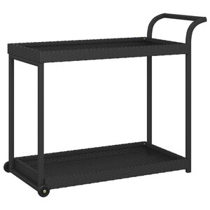 vidaXL Carrito de bar rat&aacute;n sint&eacute;tico negro 100x45x83 cm
