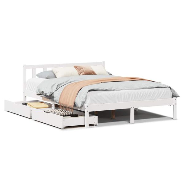 vidaXL Estructura de cama sin colch&oacute;n madera de pino blanca 120x200 cm