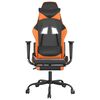 vidaXL Silla gaming masaje y reposapiés cuero sintético negro naranja