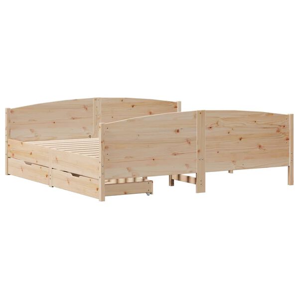 vidaXL Estructura de cama sin colch&oacute;n madera maciza de pino 160x200 cm