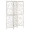vidaXL Biombo separador de 3 paneles madera maciza Paulownia blanco
