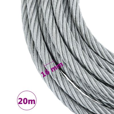 vidaXL Cuerda de cable 3200 kg 20 m