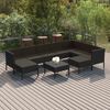 vidaXL Set de muebles de jard&iacute;n 10 pzas cojines rat&aacute;n sint&eacute;tico negro