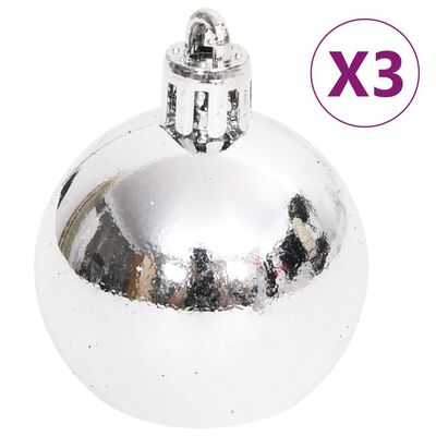 vidaXL Juego de adornos de navidad de 70 piezas plateado y blanco