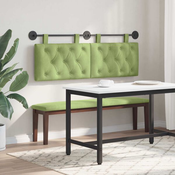vidaXL Cabecera Colgante Verde claro 130 x 55 x 7 cm Terciopelo