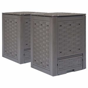 vidaXL Compostador de jard&iacute;n 2 uds pl&aacute;stico rat&aacute;n 60x60x83 cm 600 L