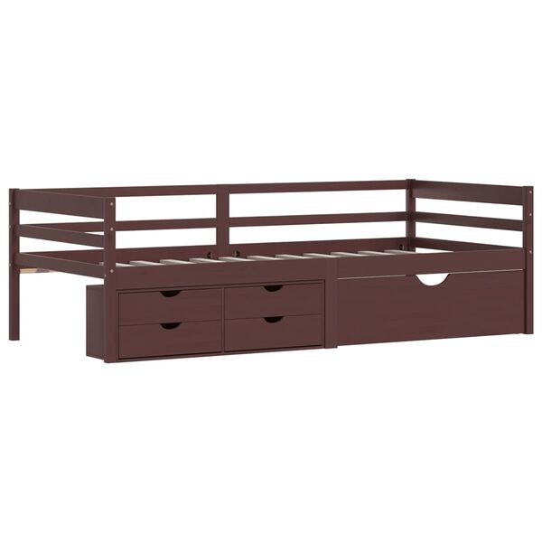 vidaXL Estructura cama almacenaje sin colchón marrón oscuro 90x200 cm