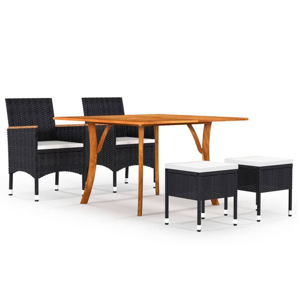 vidaXL Juego de comedor de jard&iacute;n de 5 piezas negro