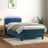 vidaXL Cama box spring colch&oacute;n y LED terciopelo azul oscuro 90x190 cm