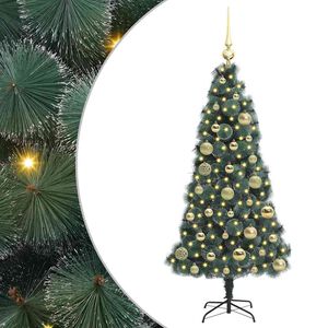 vidaXL &Aacute;rbol de Navidad artificial preiluminado con set de bolas Verde
