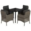 vidaXL Set comedor de jard&iacute;n 5 piezas con cojines rat&aacute;n sint&eacute;tico gris