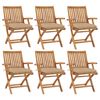vidaXL Sillas de jard&iacute;n plegables 6 uds madera maciza teca con cojines