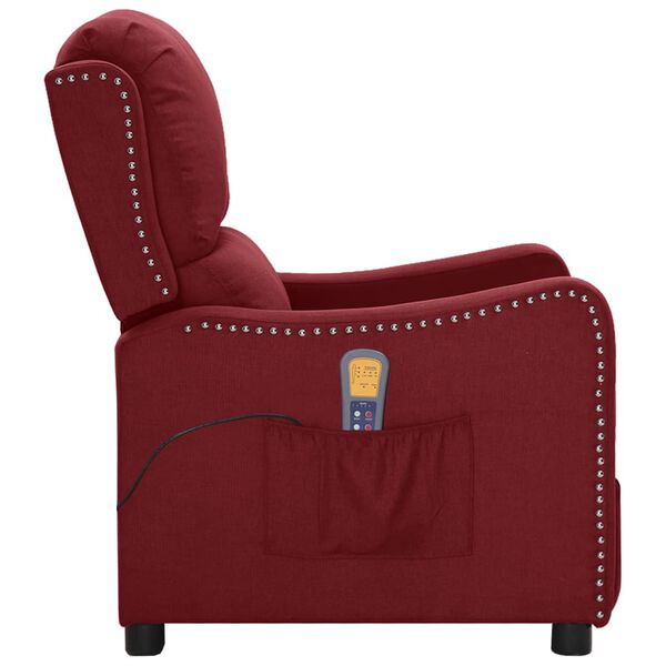 vidaXL Sill&oacute;n de masaje de tela rojo tinto