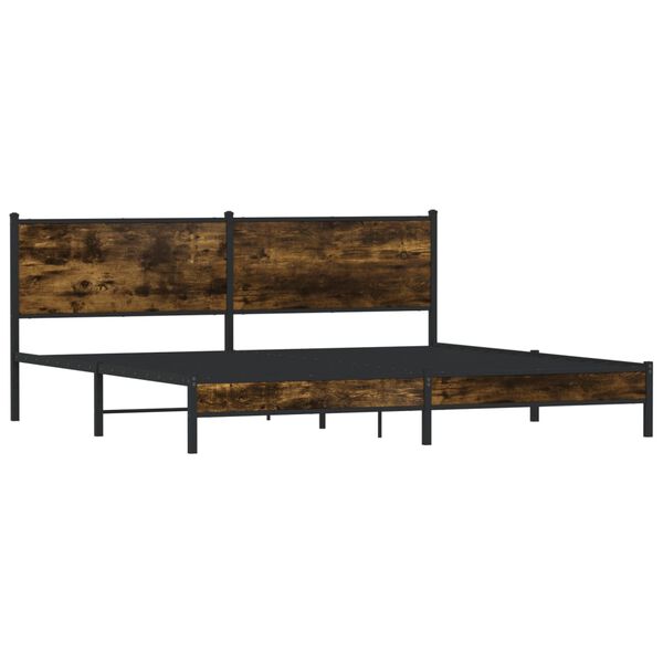 vidaXL Estructura de cama sin colch&oacute;n metal roble ahumado 193x203 cm