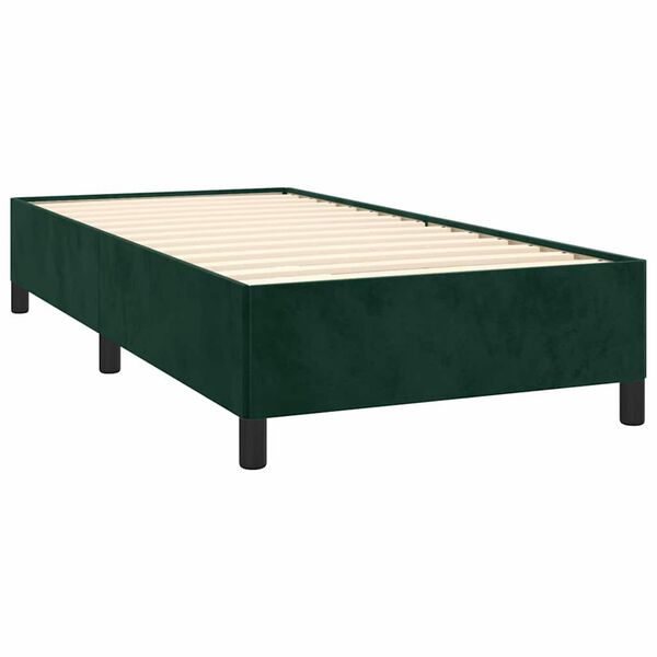 vidaXL Estructura de cama sin colch&oacute;n terciopelo verde oscuro 90x190cm