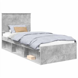 vidaXL Estructura de cama con cabecera Gris concreto 100 x 200 cm