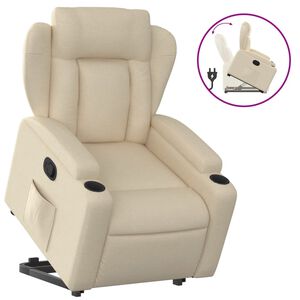 vidaXL Sill&oacute;n reclinable elevable de tela color crema