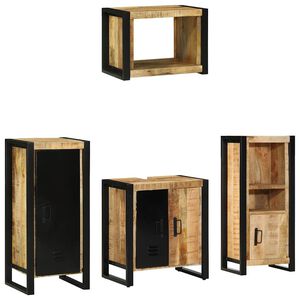 vidaXL Juego de muebles de ba&ntilde;o con caj&oacute;n 4 pcs Madera de mango maciza