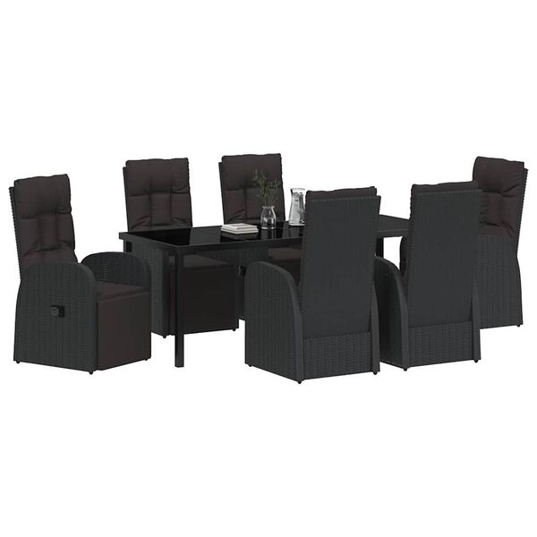 vidaXL Conjunto de Comedor de Jard&iacute;n 7 pcs Negro rat&aacute;n sint&eacute;tico