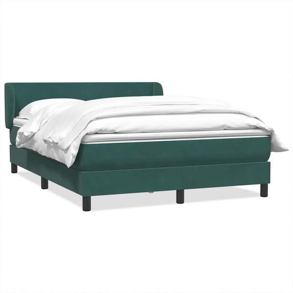 vidaXL Cama box spring con colch&oacute;n terciopelo verde oscuro 160x210 cm